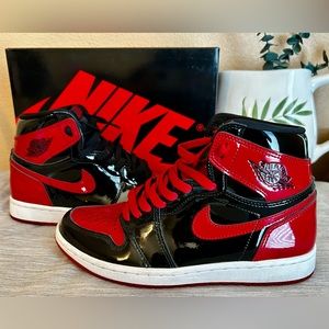 Nike Air Jordan 1 High OG “Bred” Patent Black Red sz7.5